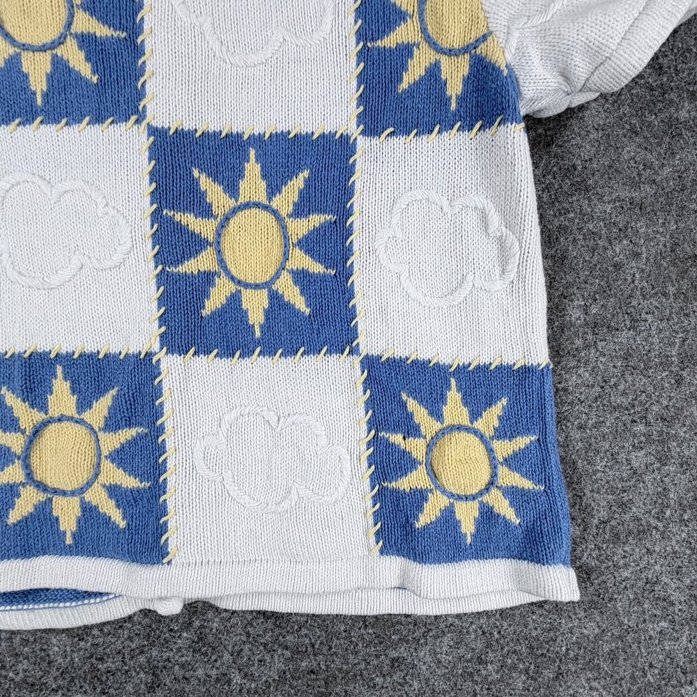 Christopher & Banks Cardigan Sweater Womens M Blue White Cloud Hand Embroidered - Picture 13 of 16